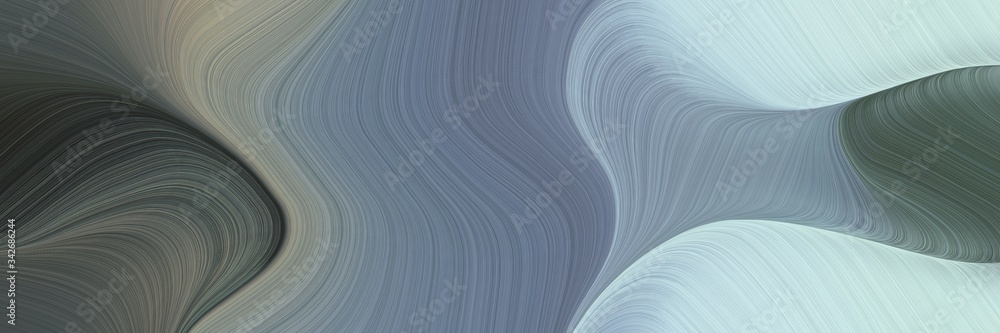Poster abstract decorative banner with slate gray, powder blue and very dark blue colors. fluid curved line