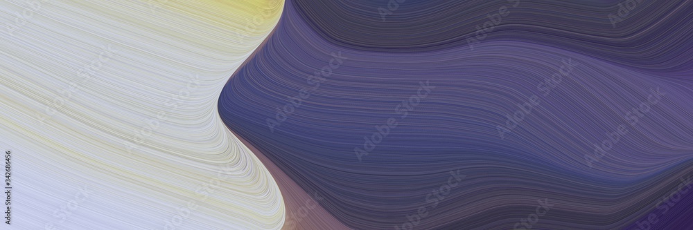 Poster abstract modern designed horizontal banner with pastel gray, dark slate blue and gray gray colors. fluid curved lines with dynamic flowing waves and curves for poster or canvas