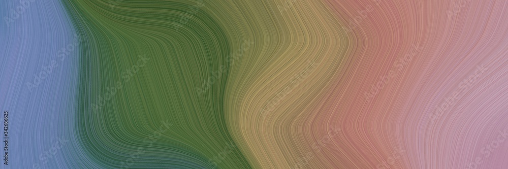 Poster abstract moving designed horizontal header with rosy brown, dark olive green and light slate gray colors. fluid curved lines with dynamic flowing waves and curves for poster or canvas