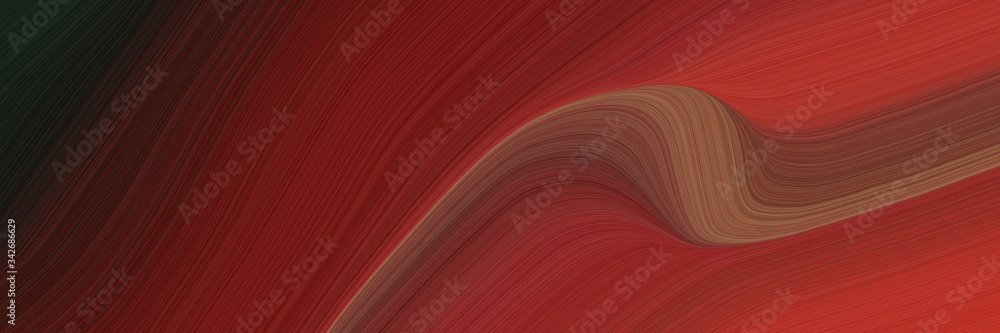 Poster abstract moving horizontal banner with saddle brown, very dark pink and firebrick colors. fluid curv