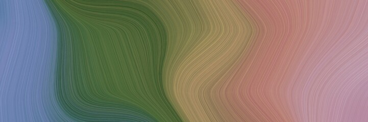 abstract moving designed horizontal header with rosy brown, dark olive green and light slate gray colors. fluid curved lines with dynamic flowing waves and curves for poster or canvas