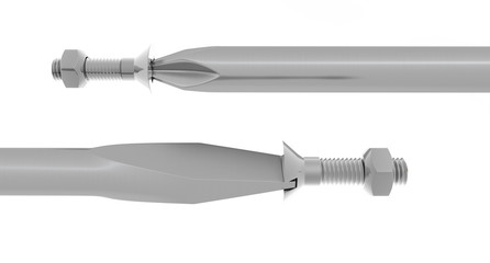 Turn the driver. Tighten the screw. Plus and minus. 3D rendering