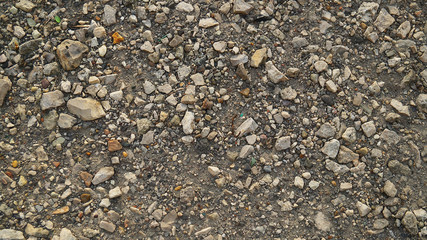 Texture of pebbles on the ground