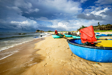 Fototapeta na wymiar General view on beach at Ke Ga, Mui Ne, Phan Thiet, Binh Thuan, Vietnam 