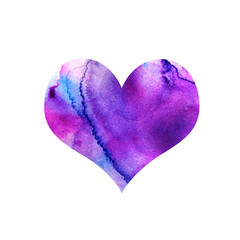 Purple watercolor heart shape art