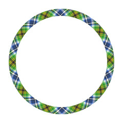 Circle borders and frames vector. Round border pattern geometric vintage frame design. Scottish tartan plaid fabric texture. Template for gift card, collage, scrapbook or photo album and portrait..