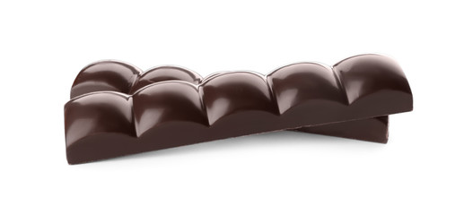 Mini dark chocolate bars isolated on white