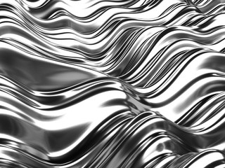 Metallic abstract wavy liquid background