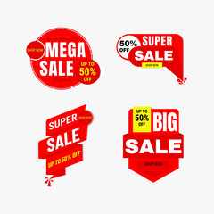 Set of Sale banner and Discount label vector design. Badge offer isolated for  promotion.