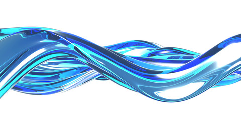 Blue water wave on white background. Clean crystal liquid