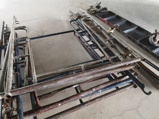 Steel scaffolding used in the construction area