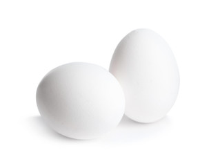Fresh raw chicken eggs isolated on white