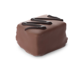 Delicious milk chocolate candy isolated on white