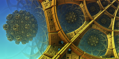 Abstract background, fantastic 3D gold structures