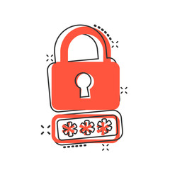 Login icon in comic style. Password access cartoon vector illustration on white isolated background. Padlock entry splash effect business concept.