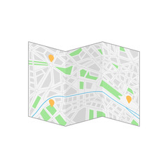 triple paper map of the city