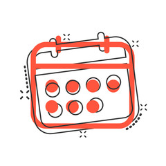 Calendar icon in comic style. Agenda cartoon vector illustration on white isolated background. Schedule planner splash effect business concept.