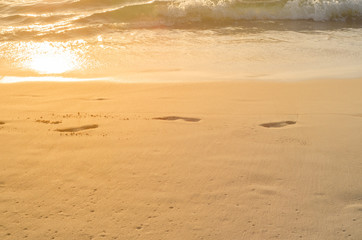 Footmark in a Sand on the Beach at Phuket Thailand