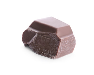 Piece of milk chocolate isolated on white