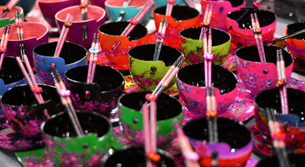 colorful cups for food