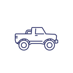 pickup truck icon on white, line