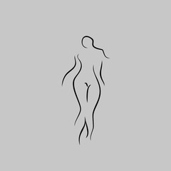female body shape vector design logo line illustration