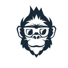 Monkey mascot logo silhouette version. monkey logo in sport style, mascot logo illustration design vector