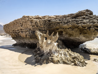 Very interesting rock formations on the sea coast of southern Oman