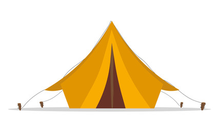 Yellow camping tent. Isolated on a white background. Vector.
