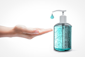 Sanitized gel with hand palm open