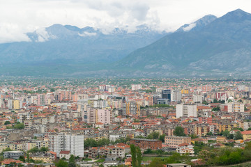 Obraz premium Panoramic view of Shkoder city, Albania. Exploring, traveling concept