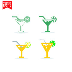 glass drinnking coctail Icon template black color editable. Umbrella Icon symbol Flat vector illustration for graphic and web design.