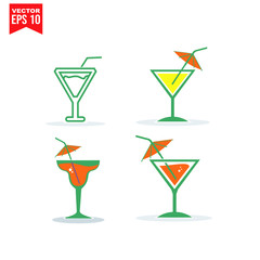 glass drinnking coctail Icon template black color editable. Umbrella Icon symbol Flat vector illustration for graphic and web design.