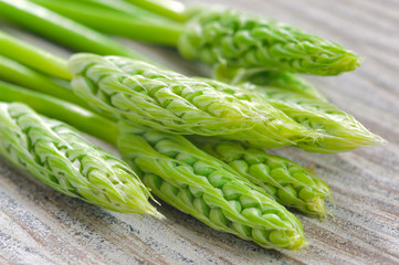 healthy food with green asparagus