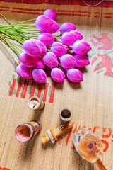 Flowers made of colored paper, in the Thanh Tien traditional village, Hue, Vietnam