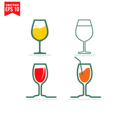 glass drinnking coctail Icon template black color editable. Umbrella Icon symbol Flat vector illustration for graphic and web design.