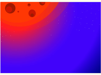 Giant red sun and star flat vector icon and illustration