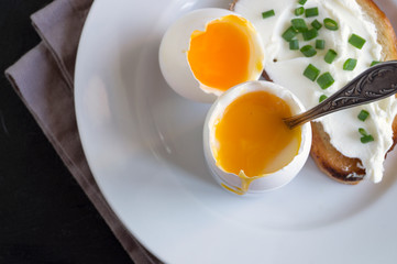 soft-boiled egg. delicious healthy Breakfast.