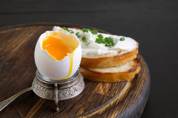 soft-boiled egg. delicious healthy Breakfast.