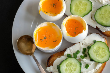 soft-boiled egg. delicious healthy Breakfast.