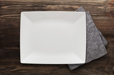 empty plate on wooden background