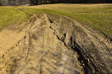 Destroy of soil landscape by water erosion