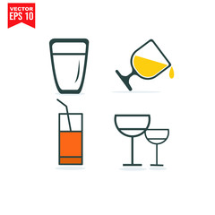 glass drinnking coctail Icon template black color editable. Umbrella Icon symbol Flat vector illustration for graphic and web design.