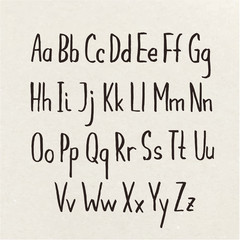 Obraz premium Hand drawn alphabet written with pen in blackboard design.