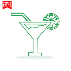 glass drinnking coctail Icon template black color editable. Umbrella Icon symbol Flat vector illustration for graphic and web design.