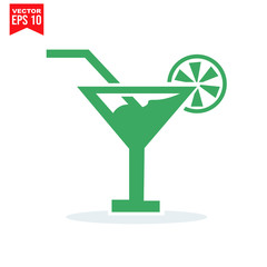 glass drinnking coctail Icon template black color editable. Umbrella Icon symbol Flat vector illustration for graphic and web design.