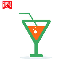 glass drinnking coctail Icon template black color editable. Umbrella Icon symbol Flat vector illustration for graphic and web design.
