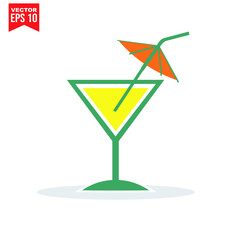 glass drinnking coctail Icon template black color editable. Umbrella Icon symbol Flat vector illustration for graphic and web design.