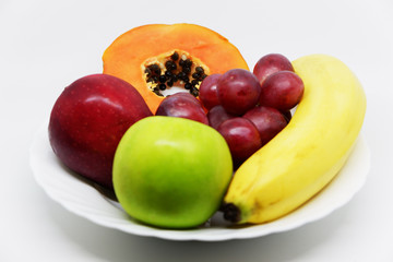 Fresh fruits combination with white background
