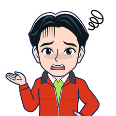 赤い上着を着た若者